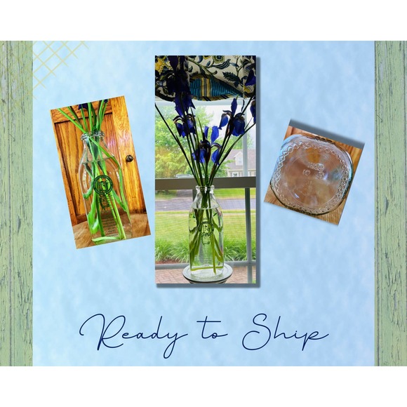 Vintage Kitchen Vintage Vermont Country Milk Clear Quart Glass